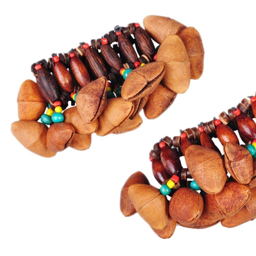 Props Colorful Hand Chain Percussion Bracelet 12 * 7 * 5.5cm Natural Nut Shell Djembe African Drum Handbell Sound Gift