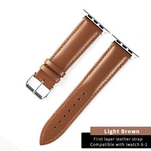 Load image into Gallery viewer, Brown Leather Band Loop Strap For Apple Watch 6 SE 5 4 3 2 1 38mm 40mm , Men Leather Watch Band for iwatch 5 44mm 42mm Bracelet
