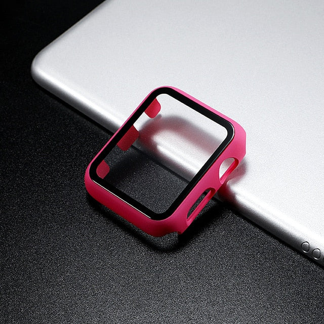 Glass+Cover For Apple Watch case 44mm 40mm 42mm 38mm iWatch case Accessorie bumper+Screen Protector Apple watch serie 3 4 5 6 SE